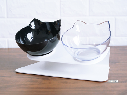 New Inclined Food Cat Ear Oblique Mouth Transparent Single Pet Bowl - Here2Save