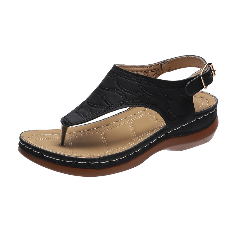 Sandalias casuales Sandalias con chanclas de color sólido con tacón de cuña para mujer