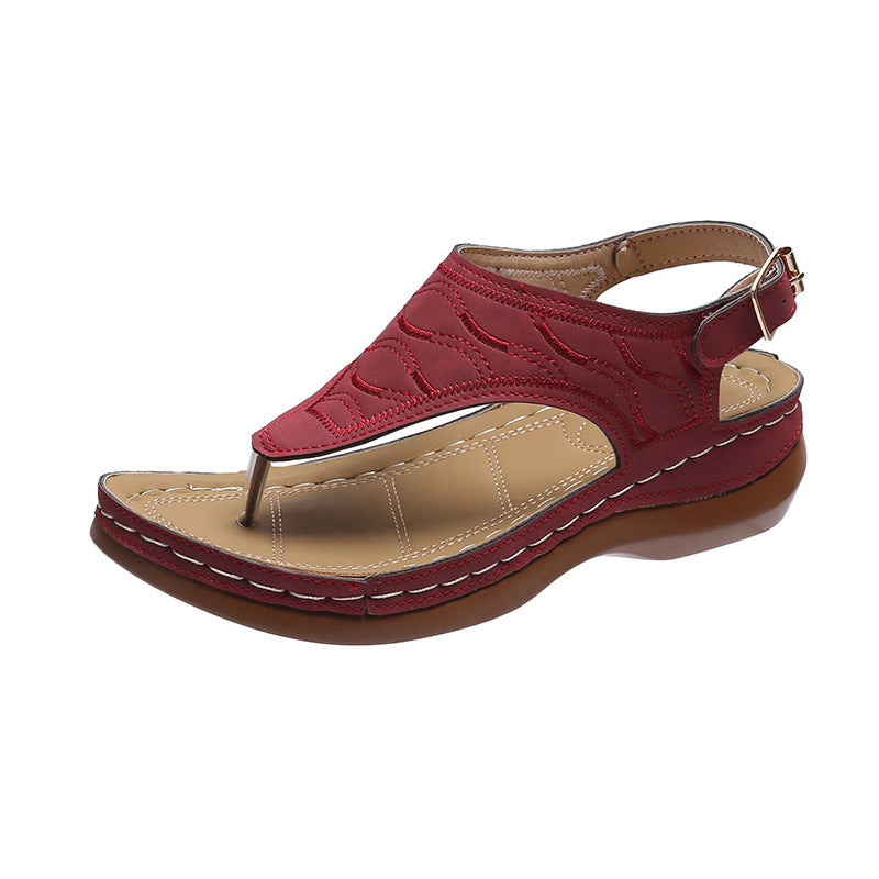 Sandalias casuales Sandalias con chanclas de color sólido con tacón de cuña para mujer