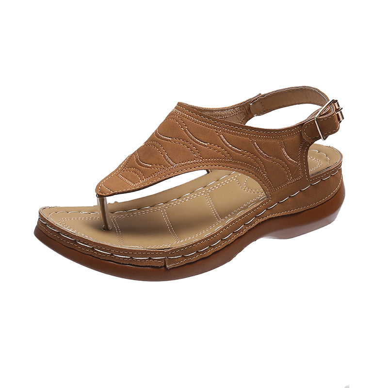 Sandalias casuales Sandalias con chanclas de color sólido con tacón de cuña para mujer