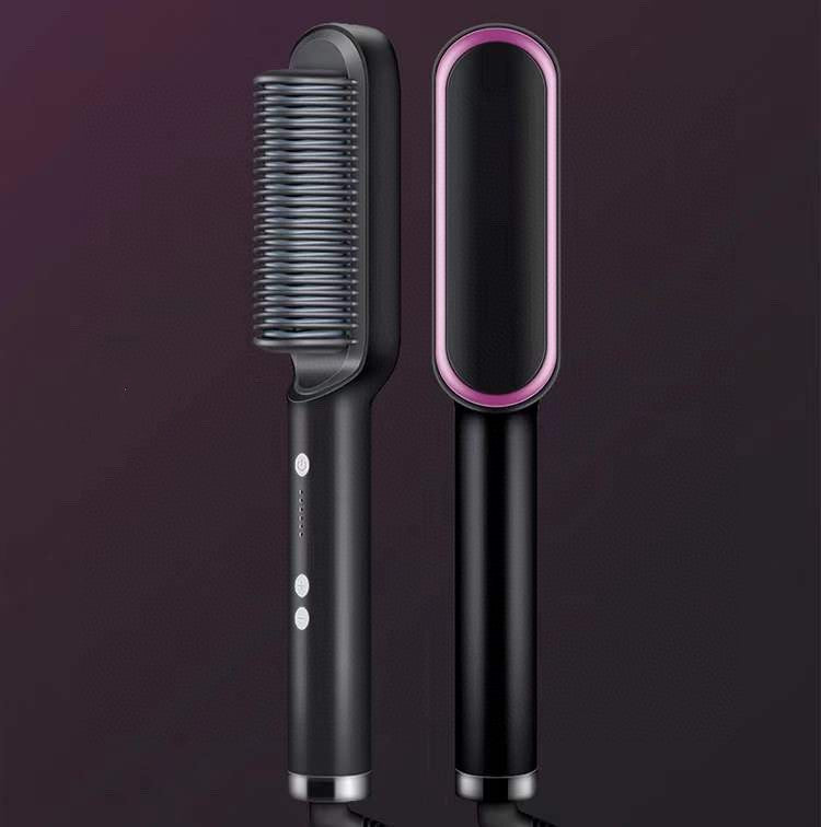 New 2 In 1 Hair Straightener Hot Comb Negative Ion Curling Tong Dual-purpose Electric Hair Brush - Here2Save