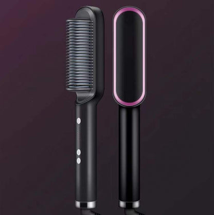 New 2 In 1 Hair Straightener Hot Comb Negative Ion Curling Tong Dual-purpose Electric Hair Brush - Here2Save