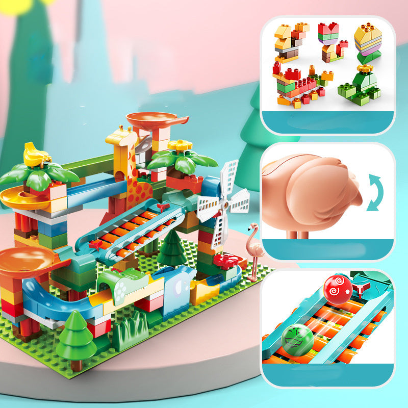 Fei Le Is Compatible With Lego Knock On The Piano Ball Slide, Large-particle Building Blocks, Children's Assembling Puzzle Early Education