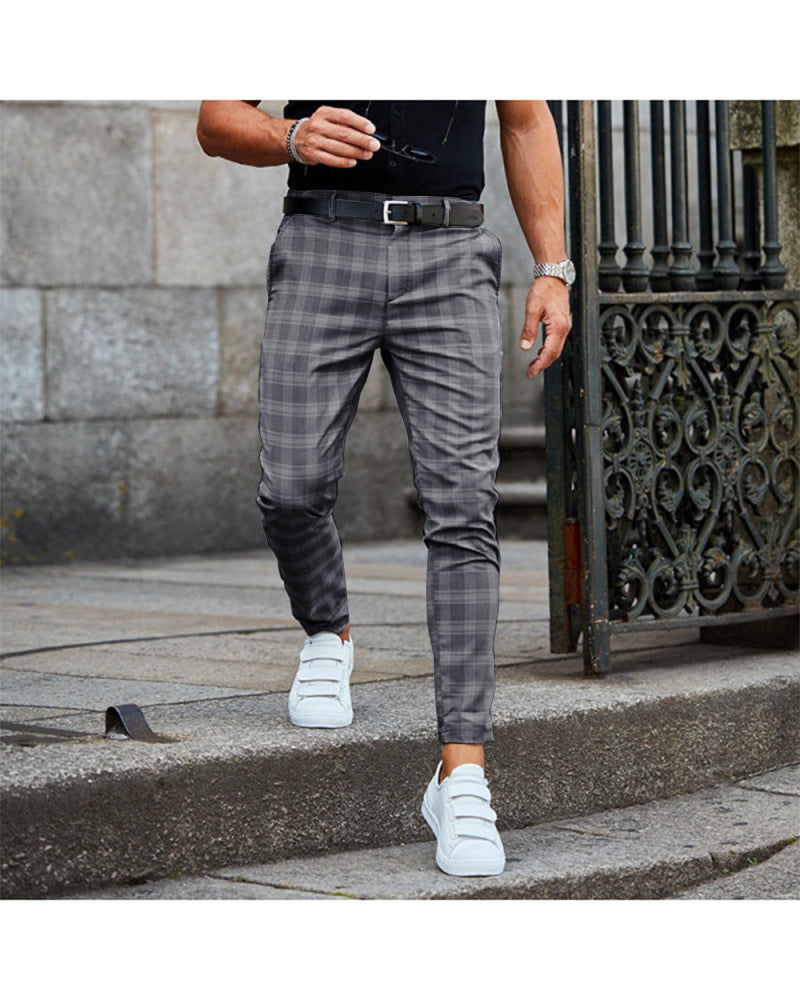 pantalones con estampado de cuadros pantalones casuales para hombres sueltos y delgados