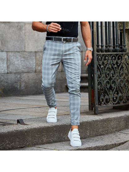 pantalones con estampado de cuadros pantalones casuales para hombres sueltos y delgados