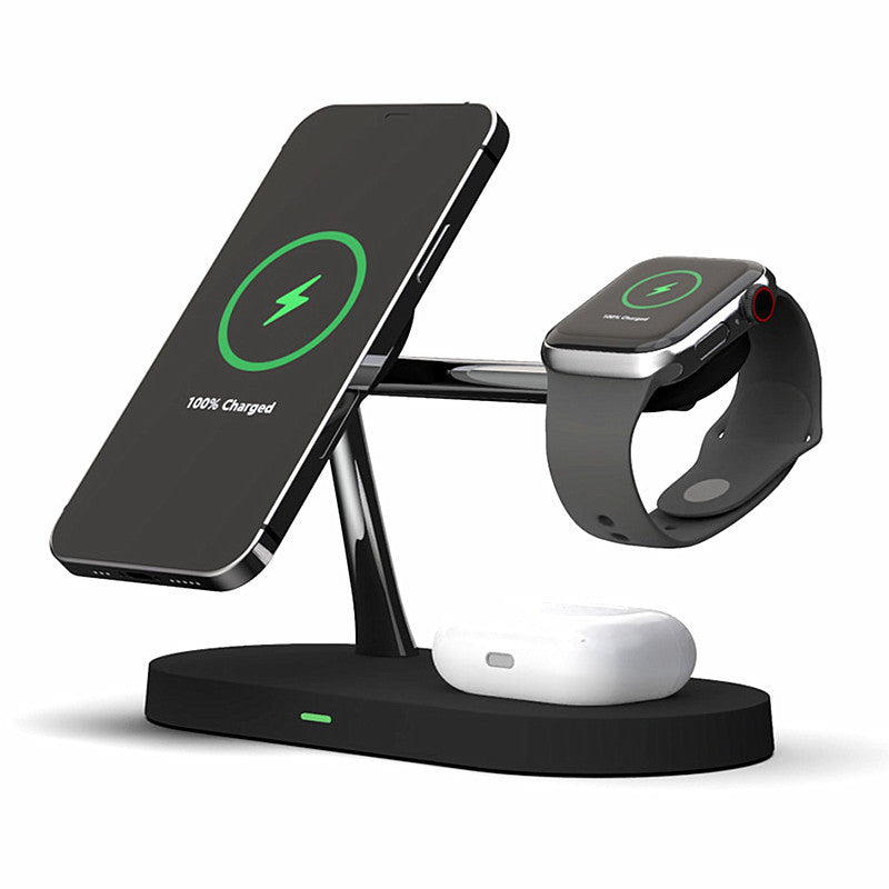 Multifunctional Five-In-One Magnetic Wireless Charging Watch Headset Desktop Mobile Phone Holder Charger 15W Fast Charge - Here2Save