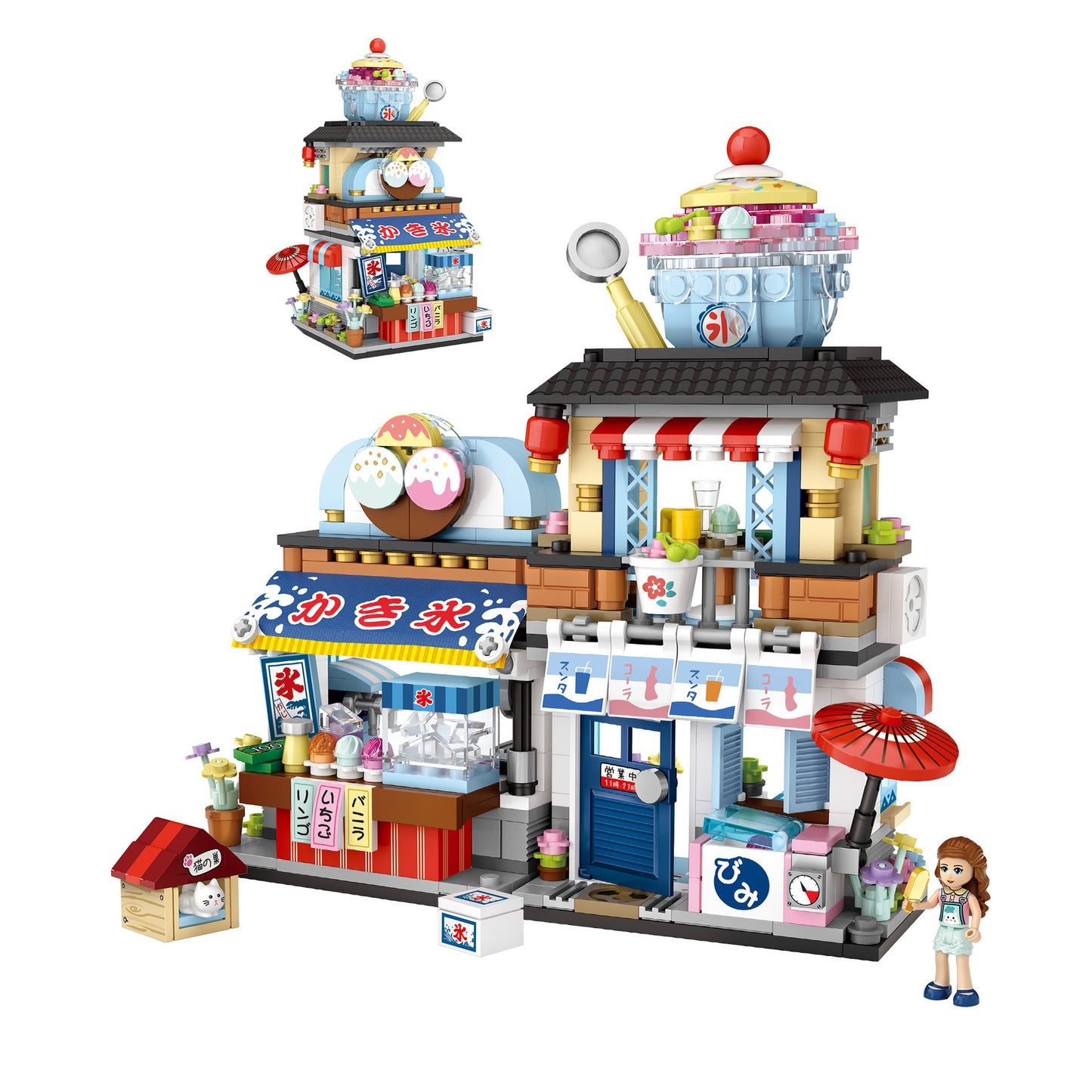 LOZ1218 Takoyaki Japanese Food Shop Small Particle Building Blocks 1219 Shaved Ice Shop Street View Building Blocks Educational Toys