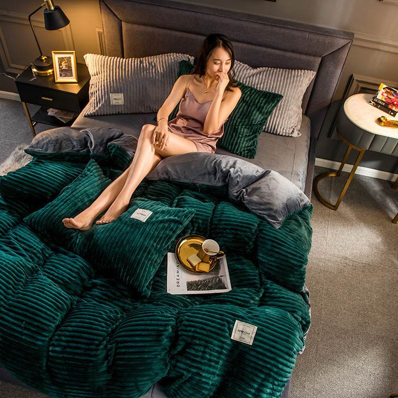 Single Double Quilt Cover Three-piece Set Winter Body Keep Warm - Here2Save