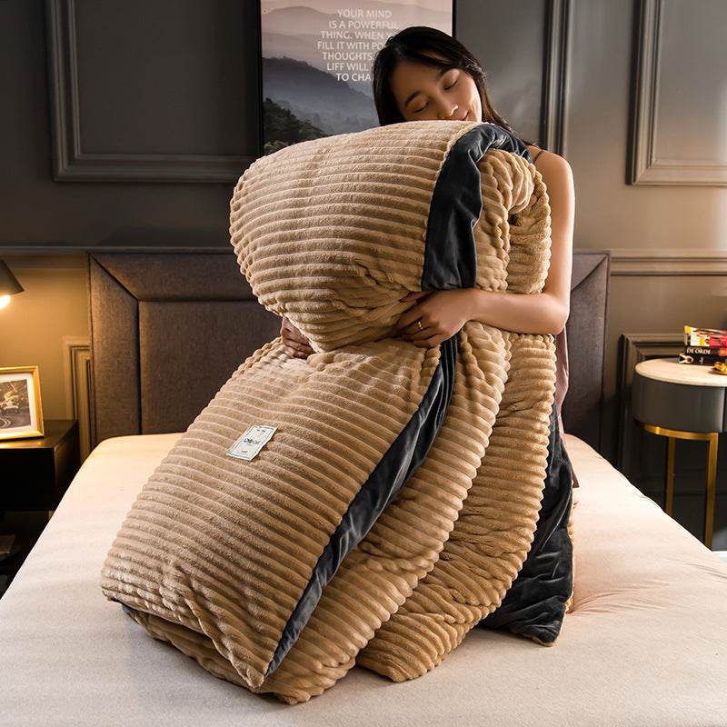 Single Double Quilt Cover Three-piece Set Winter Body Keep Warm - Here2Save