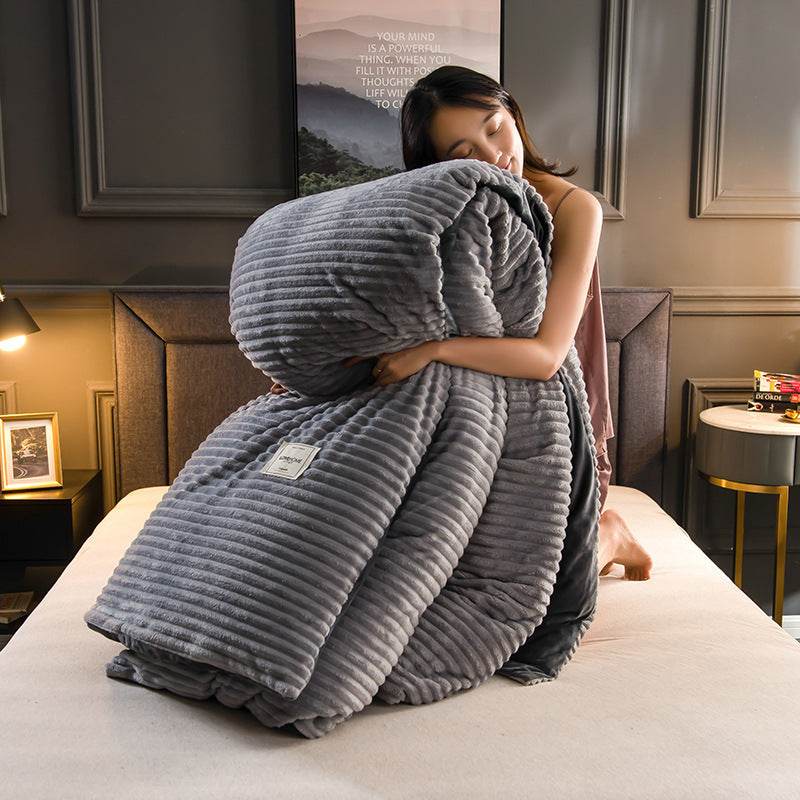 Single Double Quilt Cover Three-piece Set Winter Body Keep Warm - Here2Save