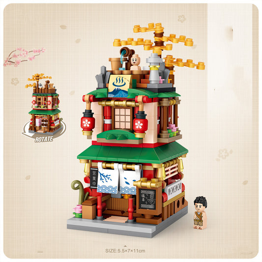 LOZ1653 Hot Spring House New Product Street View Small Particle Building Blocks Mini Children's Toy Building Block Toy Company Gift