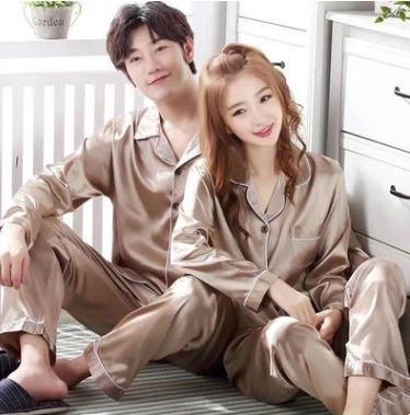 Nuevo Pijamas de pareja de boda para primavera y otoño, traje rojo de seda helada para novia para el hogar, traje de novia de verano para hombre