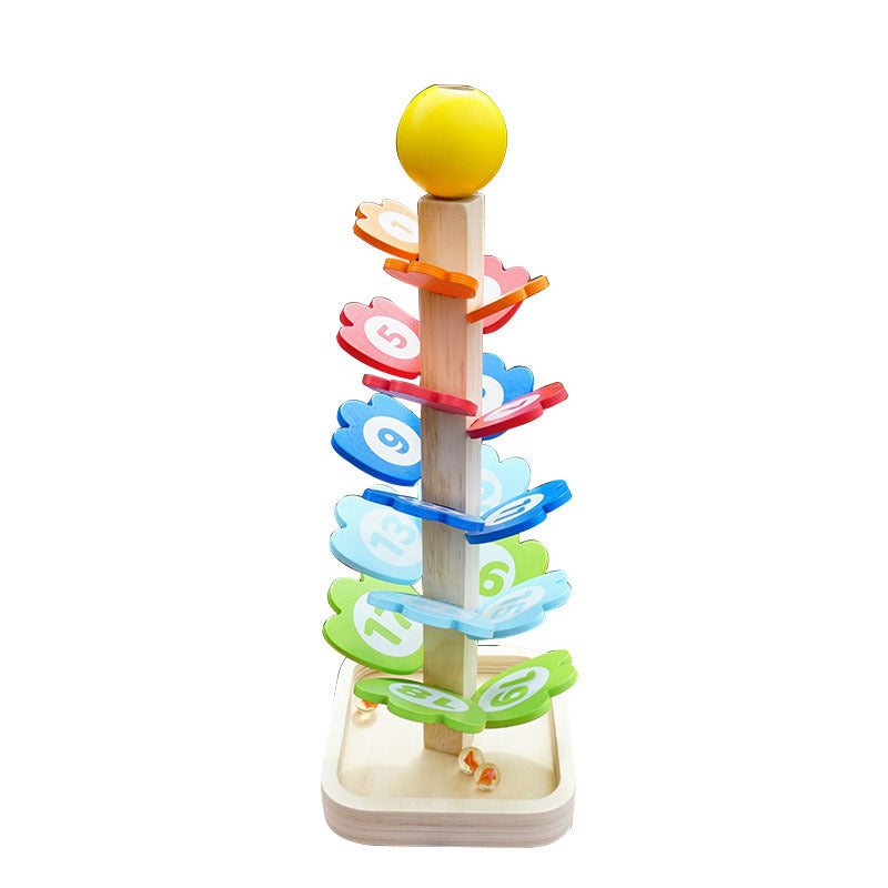 Rainbow Petal Wooden Ball Track Toy