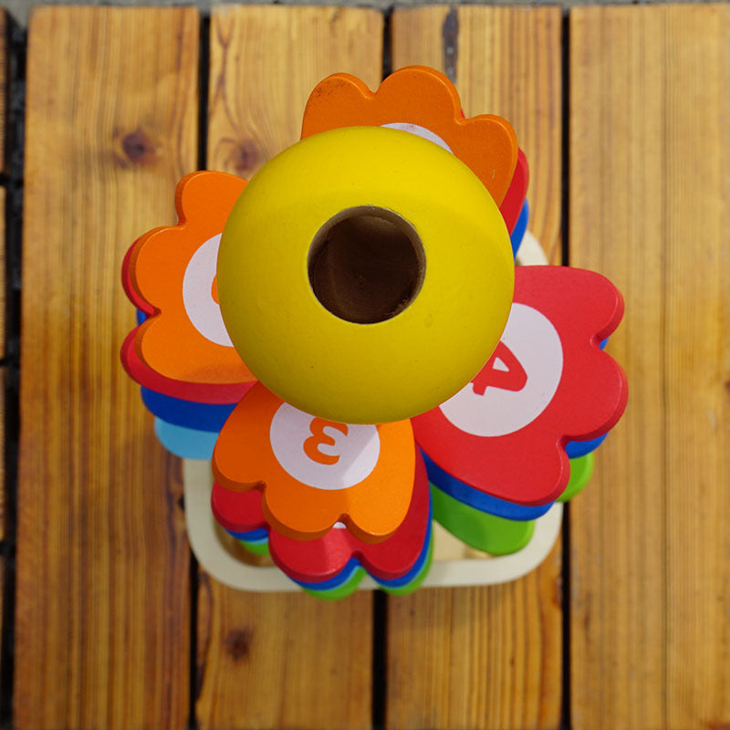 Rainbow Petal Wooden Ball Track Toy