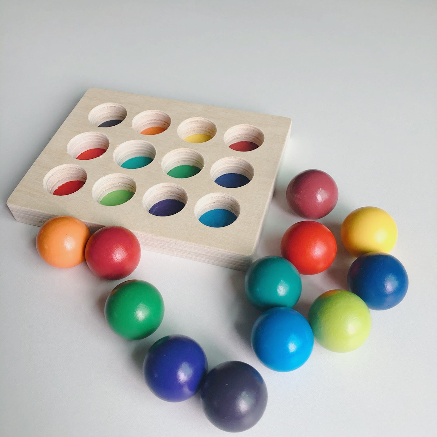 Rainbow Petal Wooden Ball Track Toy