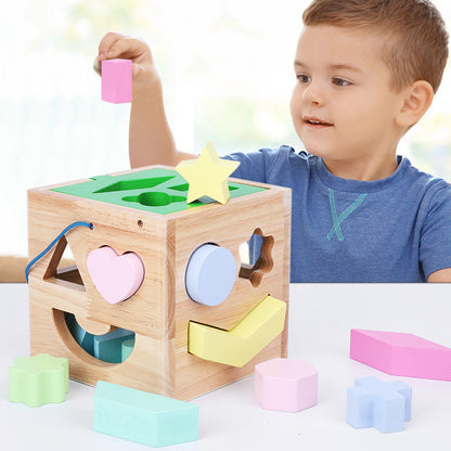 Wooden Shape Building Blocks, Intelligence Box, Shape And Color, Cognitive Educational Development, Early Education Assembling Toys