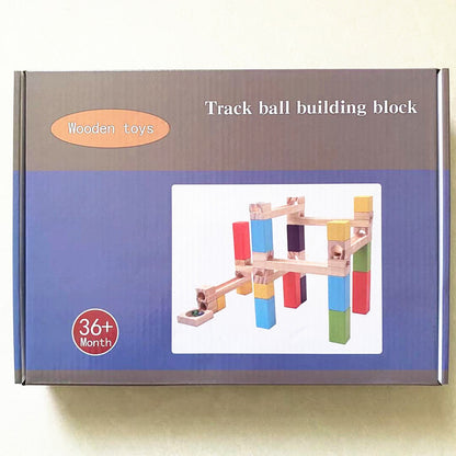 Children's Educational Parent-child Ball Track Slide Blocks Stacking High Marbles To Build Wooden Toys