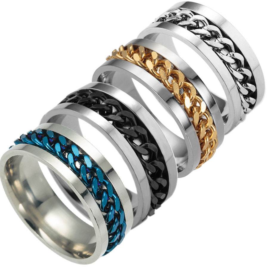 Stainless Steel Spinner Ring Beer Corkscrew Artifact Fashion Simple Heterosexual Rings Casual Men And Women Jewelry Bague Femme - Here2Save