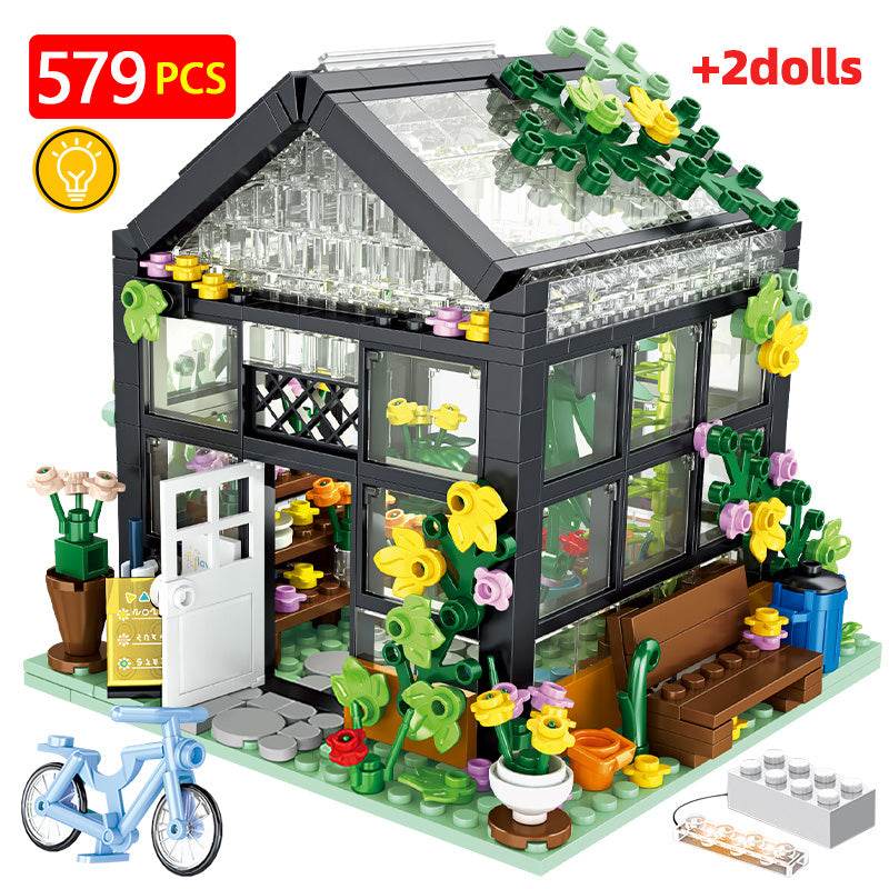 Street View Building Florist Coffee Shop Granular Pieced Blocks Toys - Here2Save