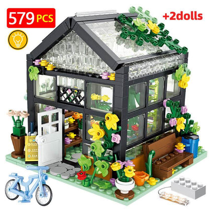 Street View Building Florist Coffee Shop Granular Pieced Blocks Toys - Here2Save