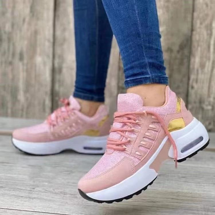 Zapatillas con cordones Mujer Tacón de cuña Zapatos deportivos para correr