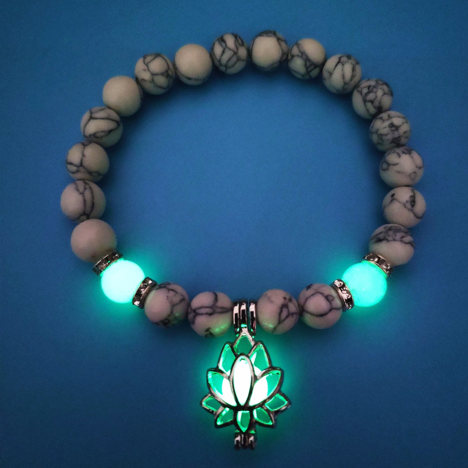 Energy Luminous Lotus Natural Stone Bracelet Yoga Healing Luminous Glow In The Dark Charm Beads Bracelet For Men Women Prayer Buddhism - Here2Save