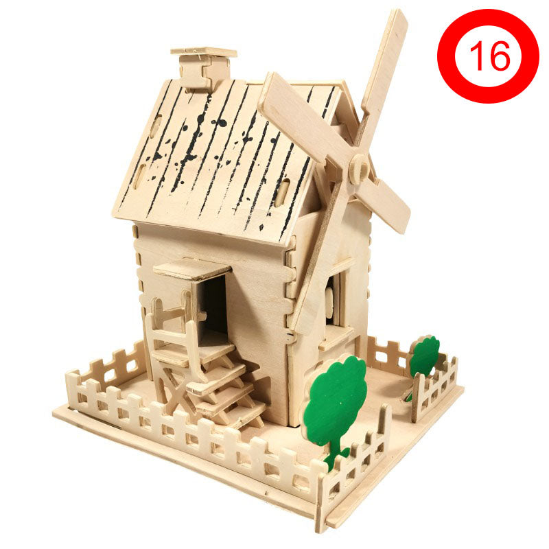 Intellectual Learning Kids Wooden Toy Building Puzzle Model