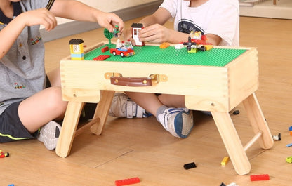 La tabla de juegos de almacenamiento compatible con bloques plegable pizarra de madera por encargo embroma a niños