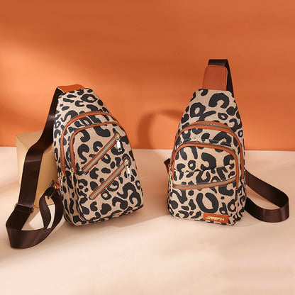 Bolso bandolera con estampado de leopardo y conector para auriculares, mochila cruzada, bolso de hombro para mujer