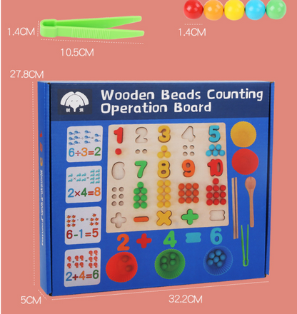 Children's Wooden Fine Action Digital Clip Beads Operation Board Digital Cognitive Color Matching Early Educational Toys