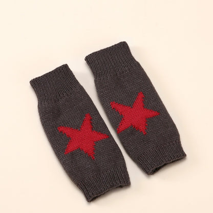 Autumn And Winter Acrylic Wool Five-pointed Star Gloves Warm Oversleeve