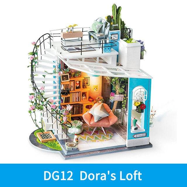 Robotime DIY Wooden Miniature Dollhouse 1 24 Handmade Doll House Model Building Kits Toys For Children Adult Drop Shipping - Here2Save