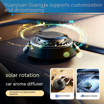 Portable Kinetic Car Air Freshener Solar Powered Double Ring Rotating Air Cleaner Perfume Fragrance Diffuser - Here2Save