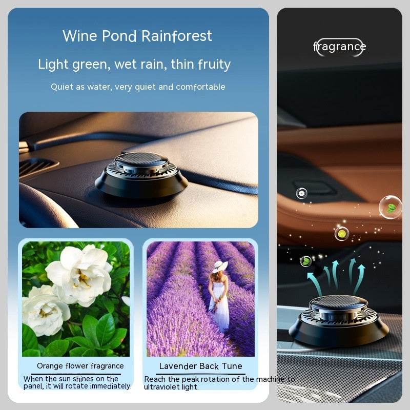 Portable Kinetic Car Air Freshener Solar Powered Double Ring Rotating Air Cleaner Perfume Fragrance Diffuser - Here2Save