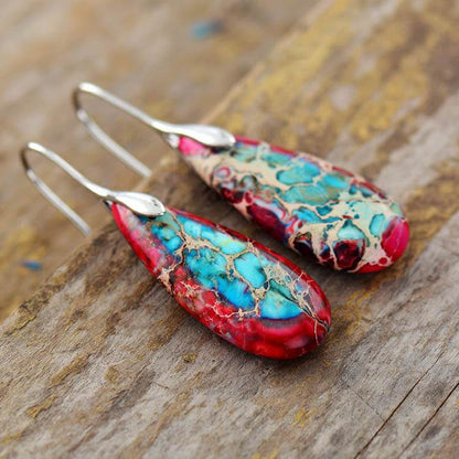New Bohemian Emperor Stone Water Drop Pendant Earrings - Here2Save