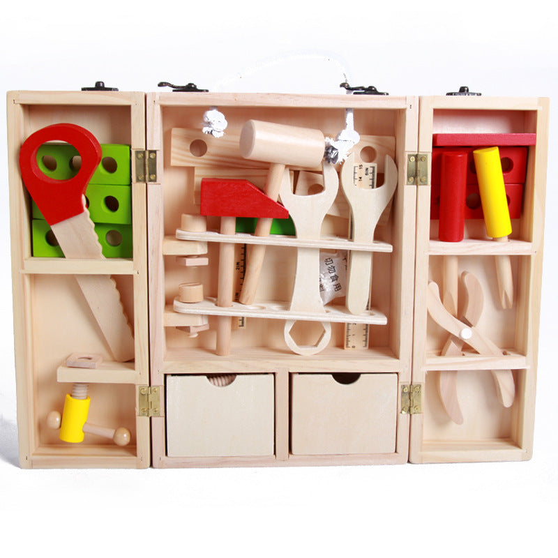 Wooden toy simulation disassembly toolbox