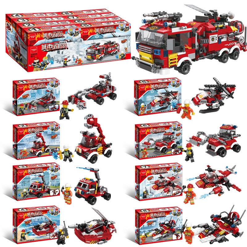 Assembled building blocks 8-in-1 city fire brigade boy educational toy