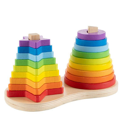 Rainbow Tower Jenga Ring Building Block Toy - Here2Save