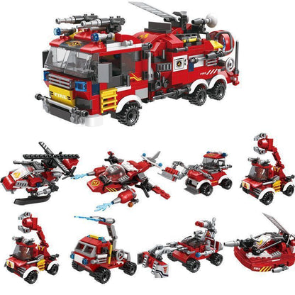 Assembled building blocks 8-in-1 city fire brigade boy educational toy