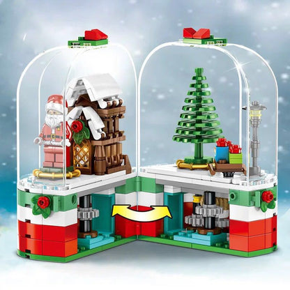 Revolving Christmas house assembled building blocks