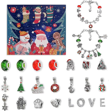 Christmas Advent 24 Countdown Calendar Gift Box Bracelet Set - Here2Save