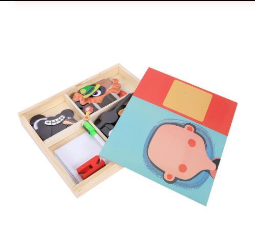 Montessori Magnetic Fun Puzzle Children's Wooden Puzzle Box Game Cartoon Educational Painting Toys For Children Gift Antistress