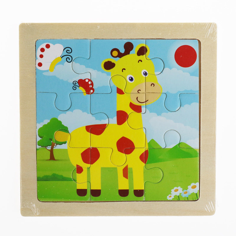 Children cartoon 3D puzzle 9 pieces puzzle animal wooden