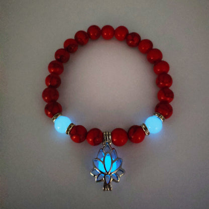 Energy Luminous Lotus Natural Stone Bracelet Yoga Healing Luminous Glow In The Dark Charm Beads Bracelet For Men Women Prayer Buddhism - Here2Save