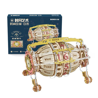 Robotime ROKR Time Engine Calendar 3d Wooden Puzzle Model Toys for Children Kids LC801 - Here2Save