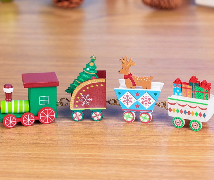 4pcs Mini Wood Train Toys