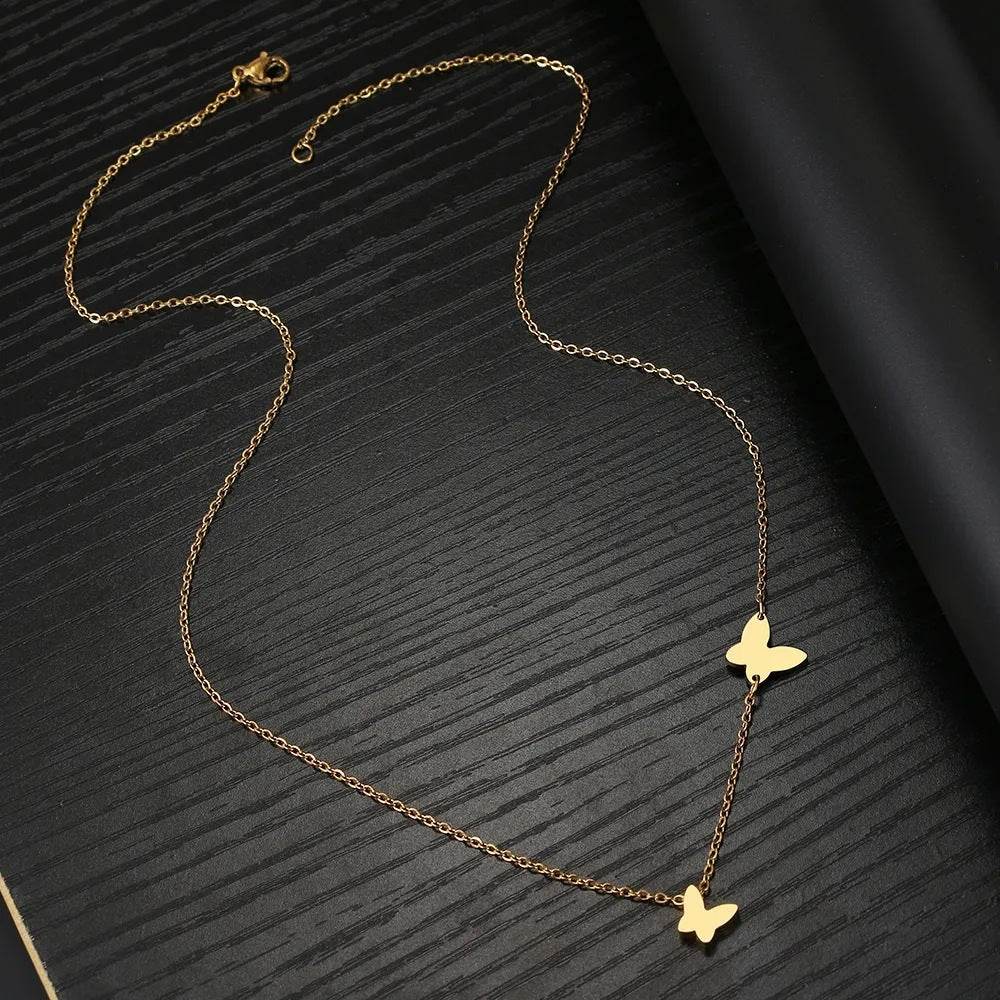 Stainless Steel Butterfly Pendant Sweet Temperamental All-match Niche Design Necklace - Here2Save