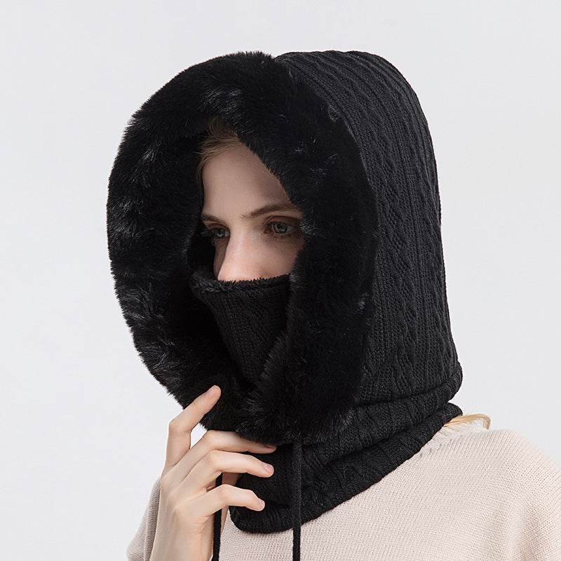 Winter Thick Plush Hat With Scarf Windproof Warm Knit Hats Hooded For Women - Here2Save