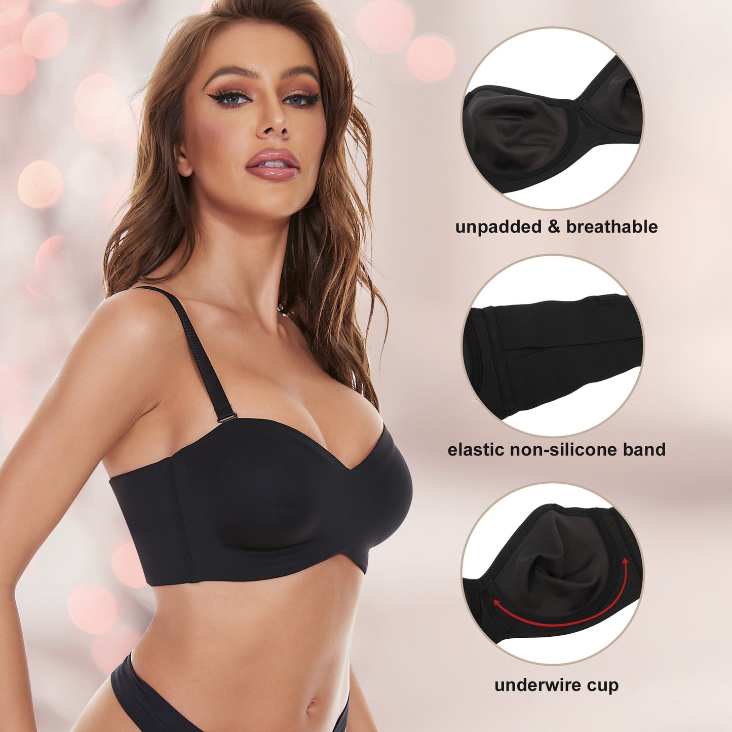 Underwear Seamless Invisible Bra Removable Push Up Thin With Steel Ring - Here2Save