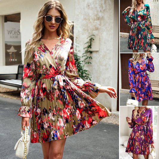 Women's Fashion Temperament Printed Short Sleeve Dress